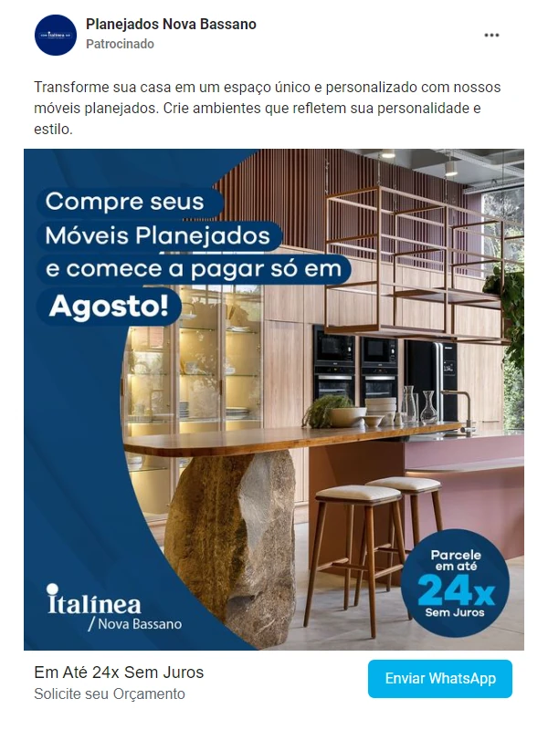 anúncio no meta ads marketing para móveis planejados