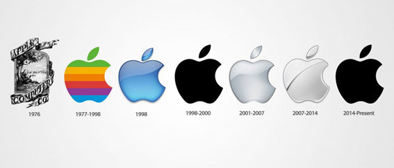 Evolução do logo da Apple. reposicionamento de marca