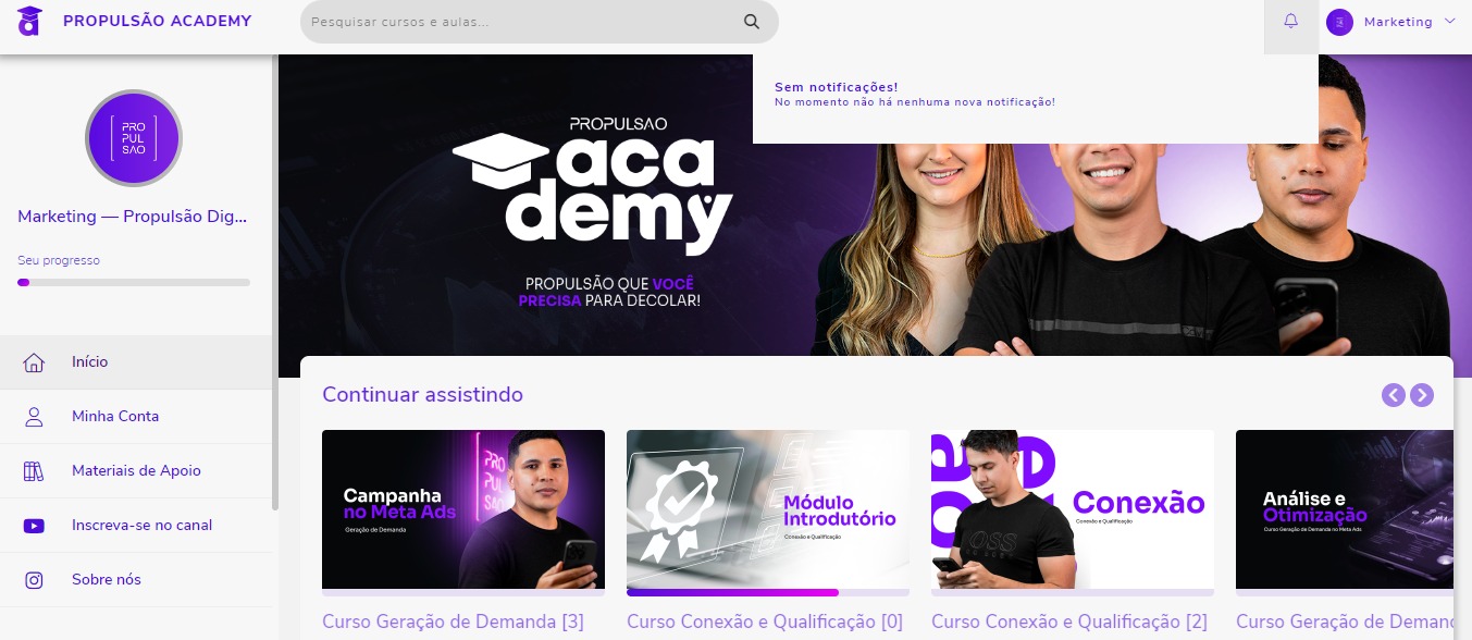 plataforma de cursos da propulsão academy