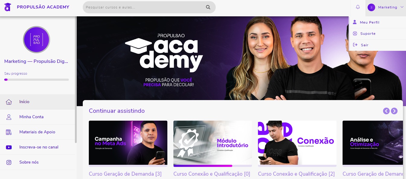 plataforma de cursos da propulsão academy